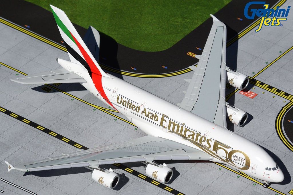 Emirates Airbus A380 A6-EVG UAE 50th Anniversary GeminiJets 1:400 GJUAE2051