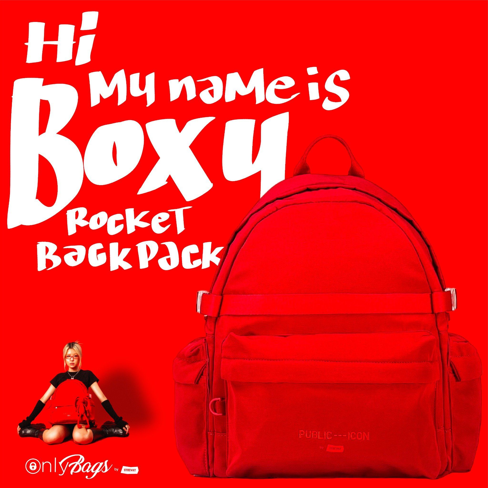 /mono colo/ BOXY ROCKET BACKPACK™ - CHERRY