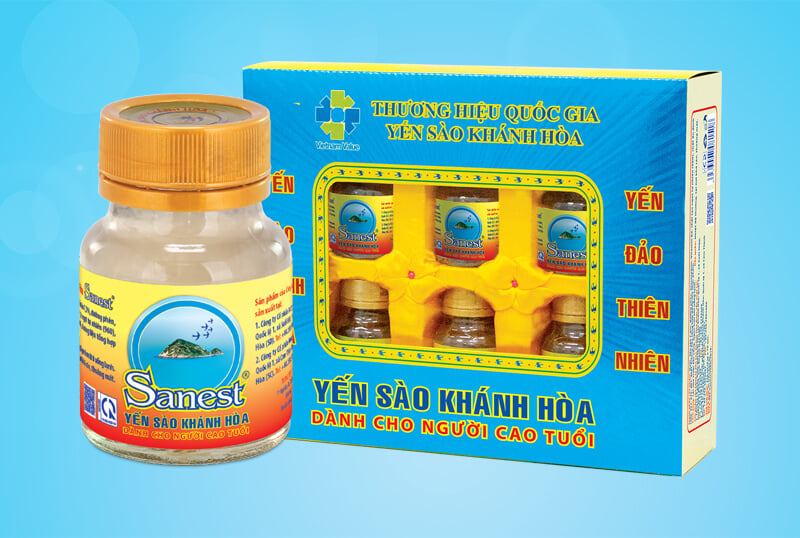 Nước Yến Sào Khánh Hòa Sanest dành riêng cho những người cao tuổi hạc 70ml - Hộp 6 Lọ - 095H6