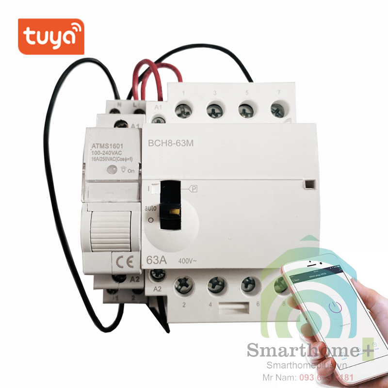 Bộ Khởi Động Từ Wifi Bật Tắt Thiết Bị 3 Pha 63A Qua App Tuya SHP-CB3B