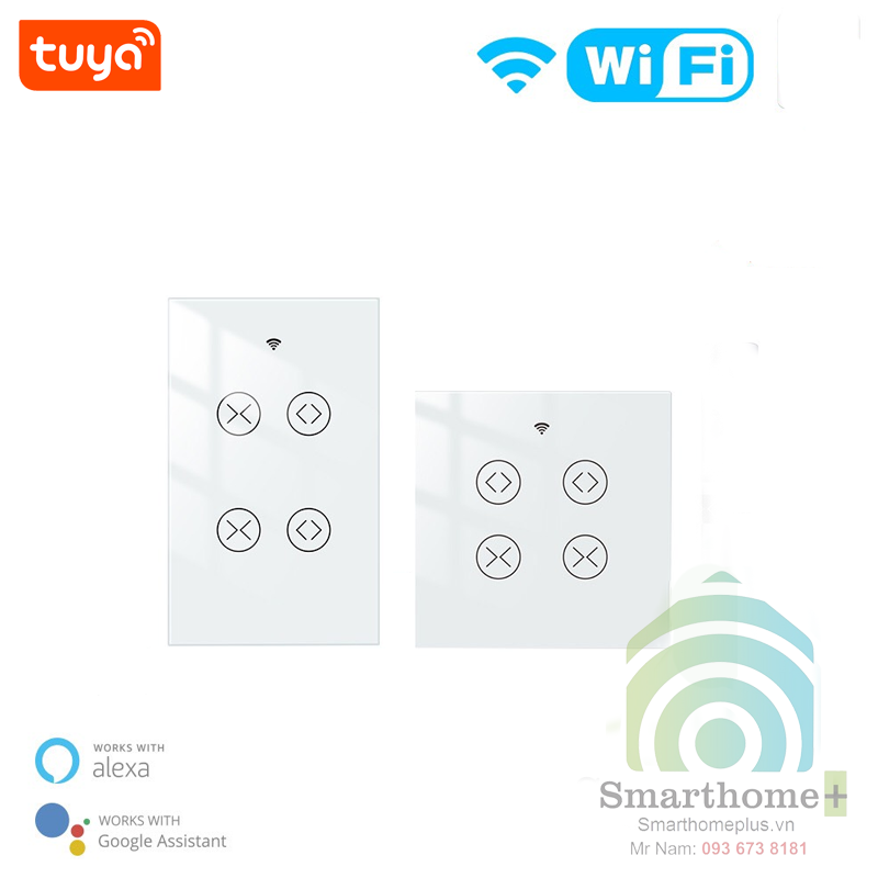 Công Tắc Wifi Và RF 2 Cổng Điều Khiển 2 Động Cơ Rèm Cửa Tuya SHP-RC1