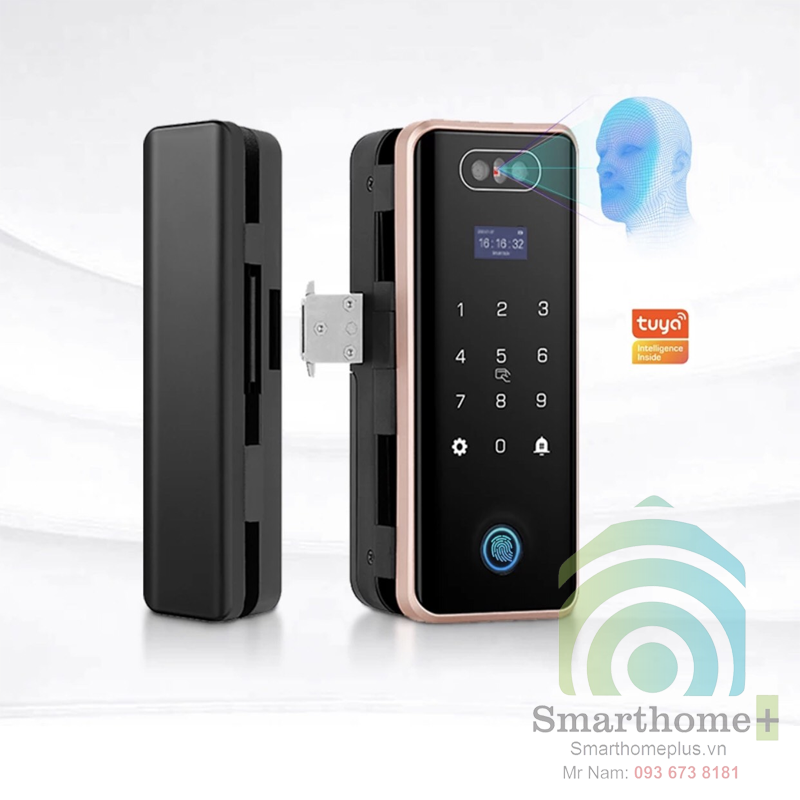 Khóa Cửa Kính Nhận Diện Gương Mặt Face ID Wifi Tuya SHP-DL8C