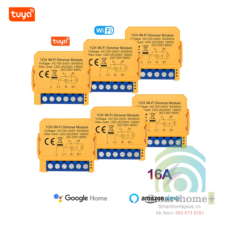 Công Tắc Dimmer Module Wifi Hỗ Trợ Công Tắc Tay Tuya 1CH-DM