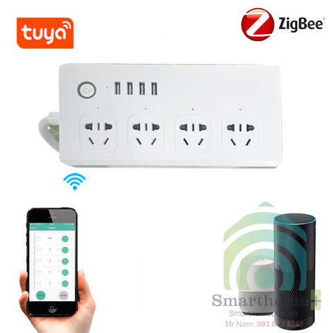 Ổ Cắm Tuya Zigbee 3.0 4 Cổng Kéo Dài ZTC4