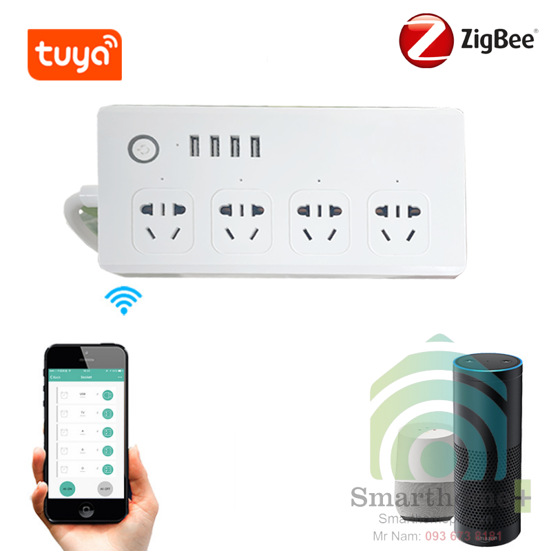 Ổ Cắm Tuya Zigbee 3.0 4 Cổng Kéo Dài ZTC4