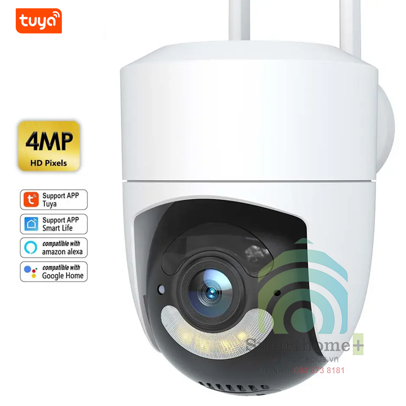 Camera Wifi Ngoài Trời Tuya Độ Phân Giải Cao 4M Chống Nước IP65 Hỗ Trợ 2 Băng Tần 2.4Ghz Và 5.0Ghz SHP-CI3