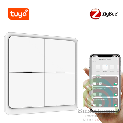 Công Tắc Ngữ Cảnh 4 Nút Zigbee Tuya ZNC1