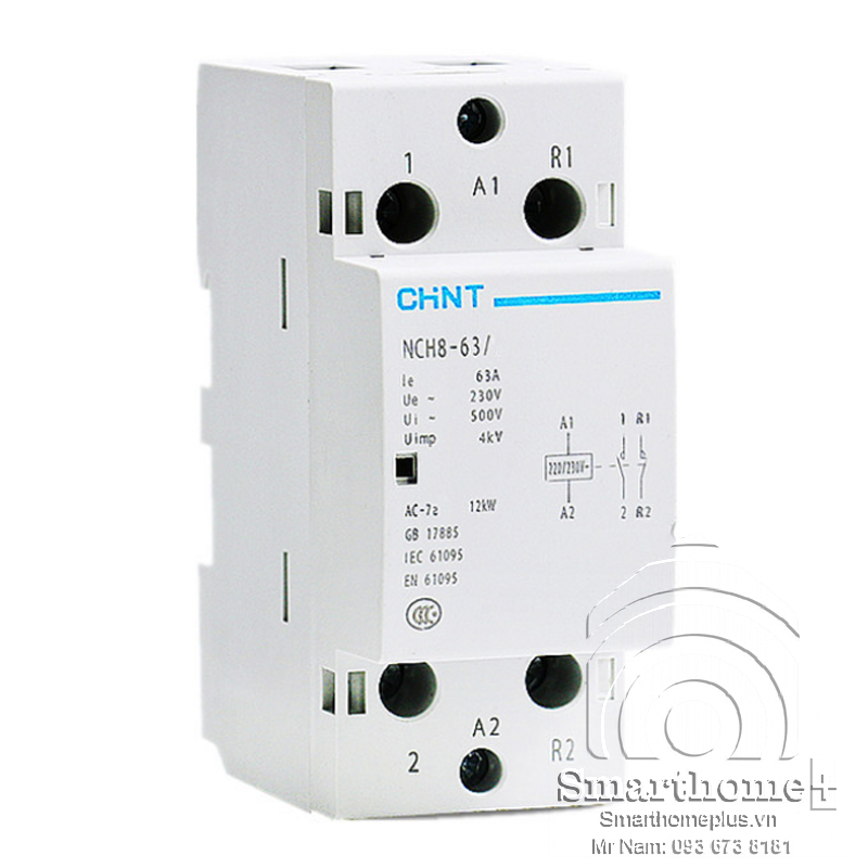 Khởi Động Từ Contactor 1 Pha 63A 2P Chint NCH8-63/20