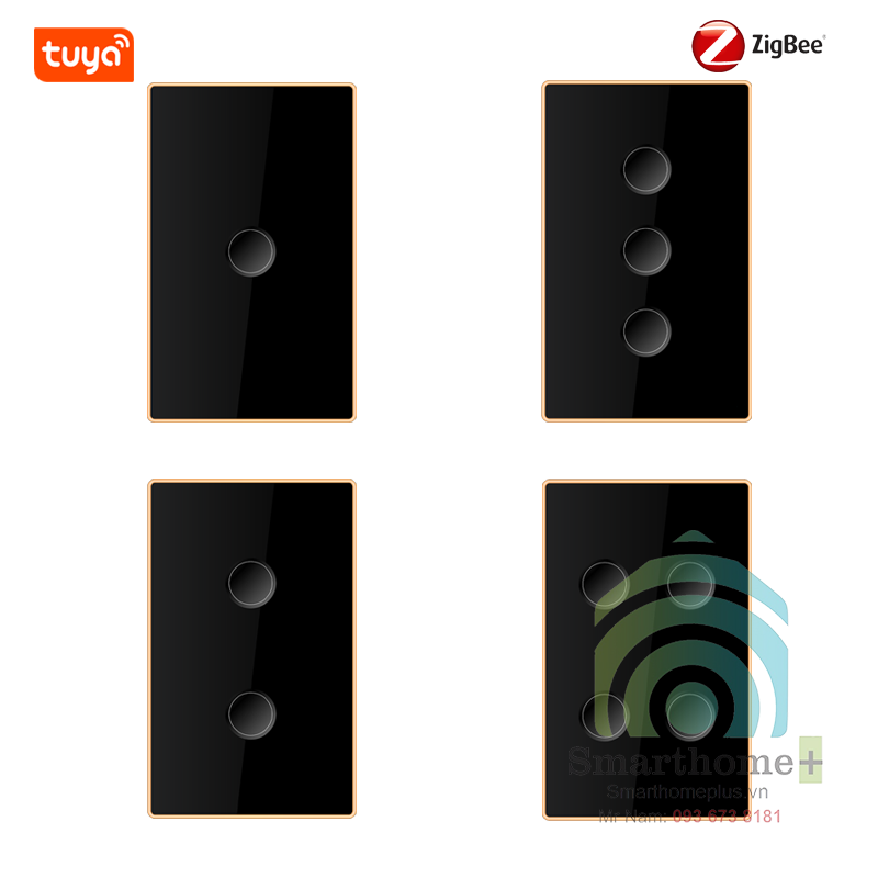 Công Tắc Zigbee Viền Kim Loại Nút Bấm Lõm Hình Chữ Nhật Tuya SHP-ZLUS
