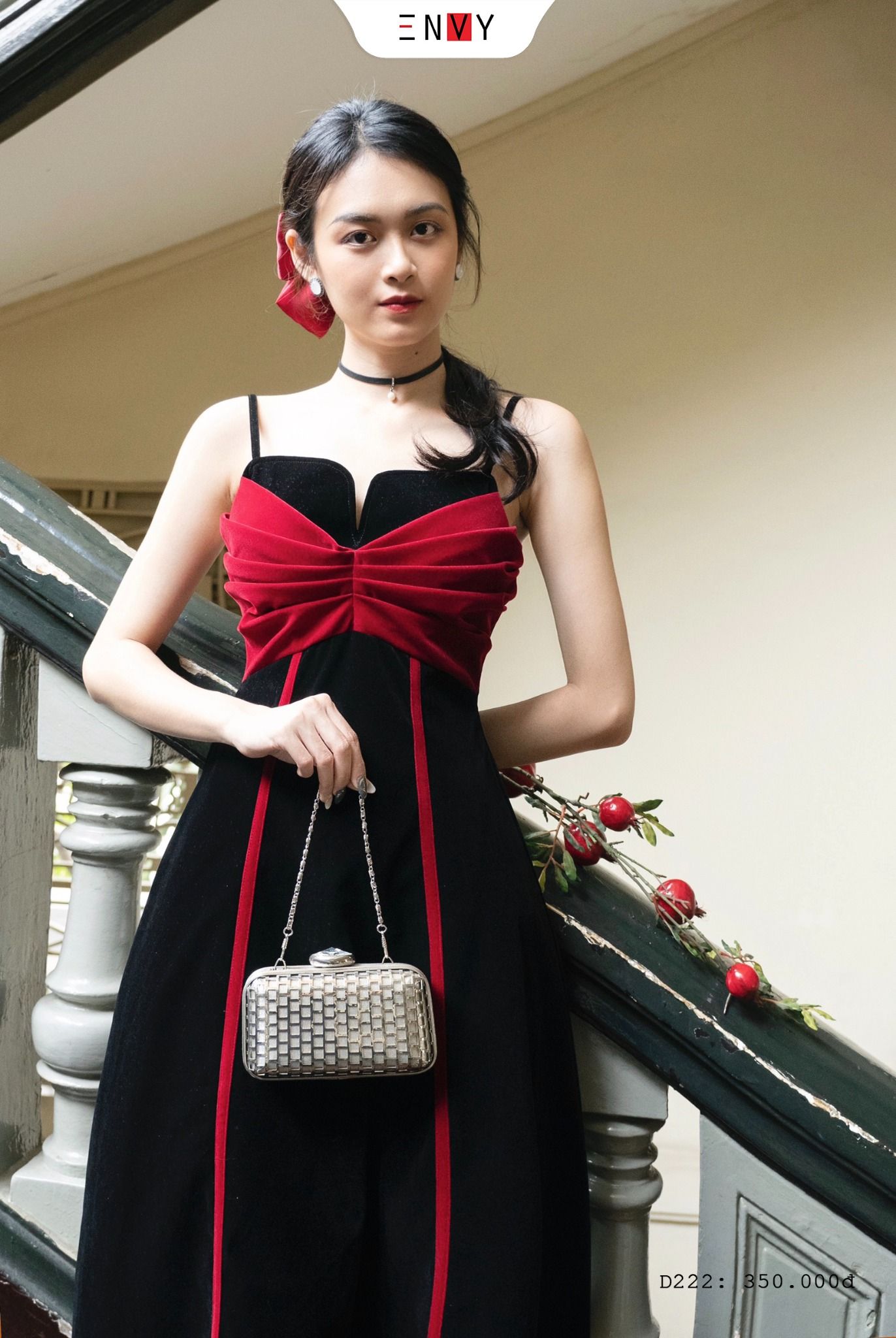 Đầm Nhung Dây Thời Trang Thiết Kế