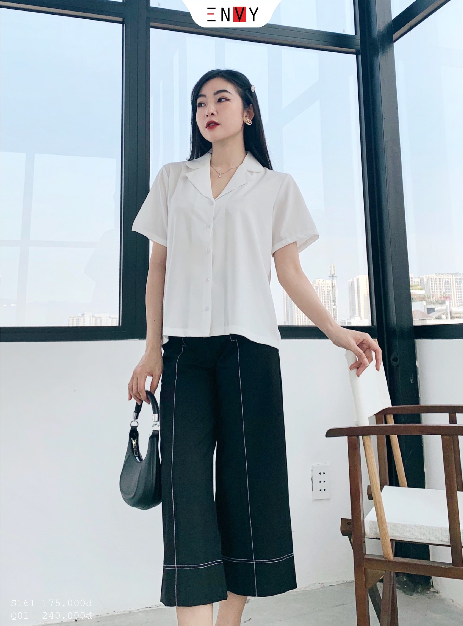 Áo Sơ mi Nữ Basic Tay Lỡ Cổ Vest Redshop  Vshopasia