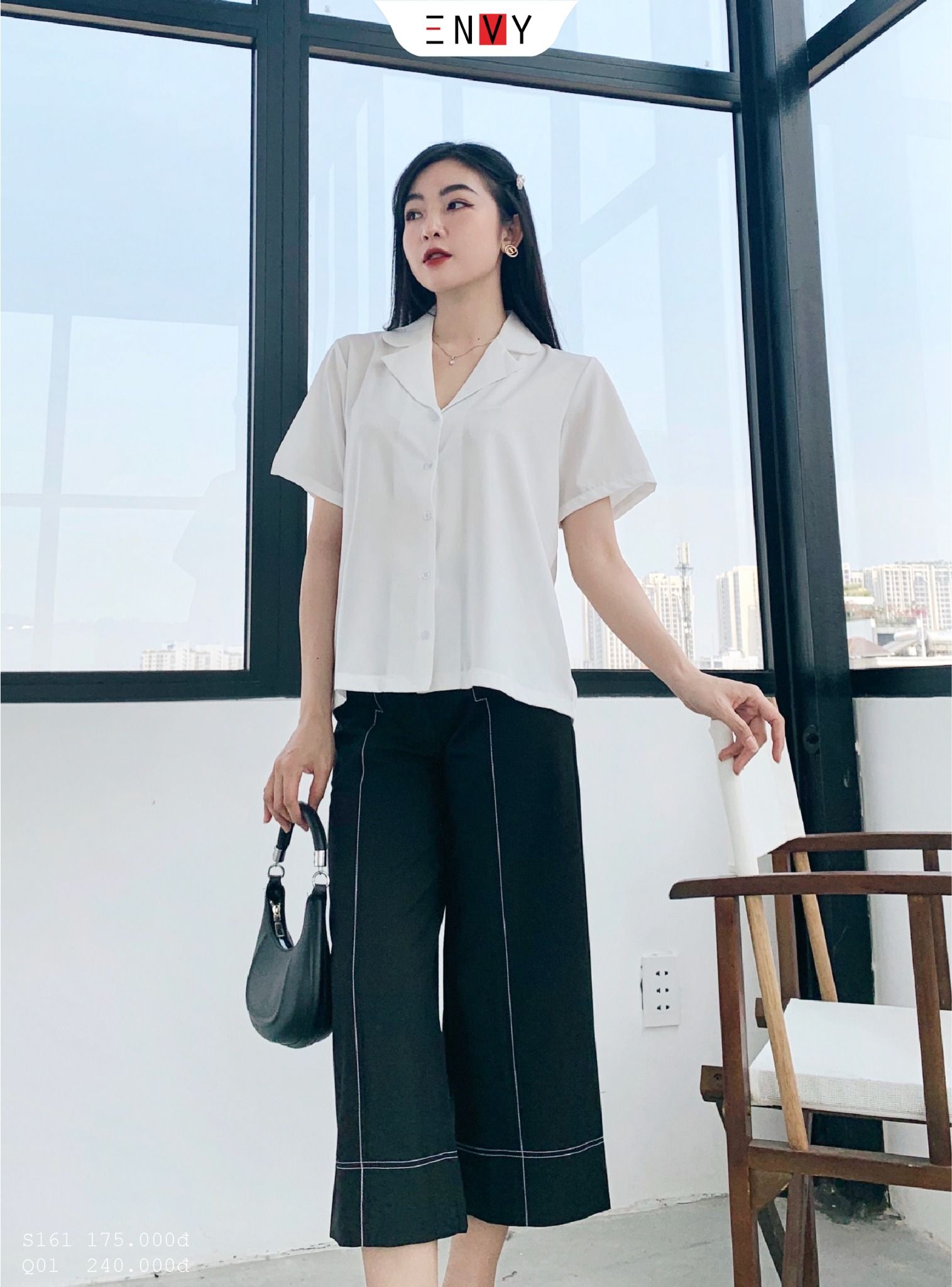 Áo somi kiểu cổ vest sọc tay ngắn Kho sỉ hàng thiết kế #26 Áo somi kiểu cổ vest sọc tay ngắn Kho sỉ hàng thiết kế