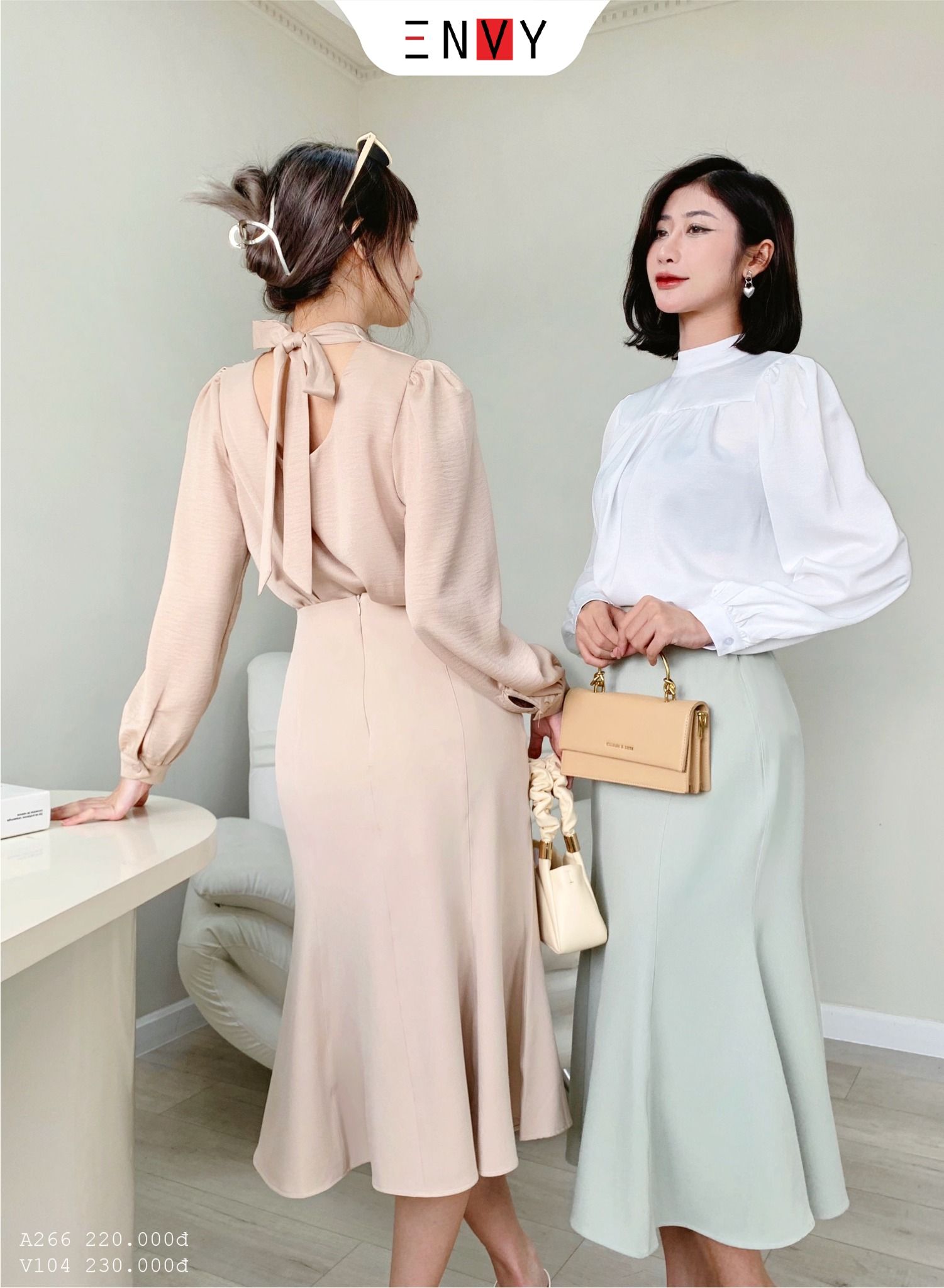 Chân váy đuôi cá dáng dài xếp li thân trước cao cấp  VD01  AloraShop21