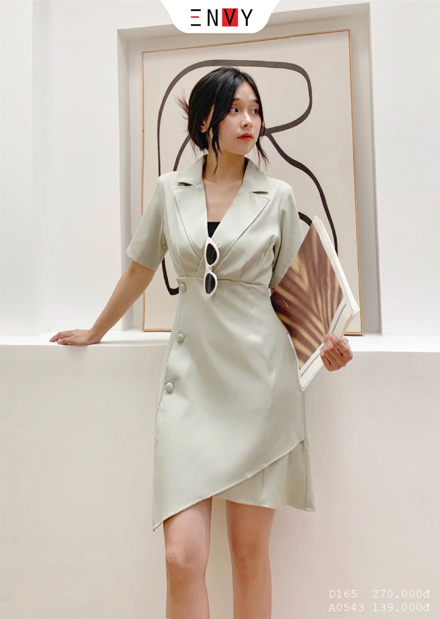 Đầm công sở thời trang Eden cổ vest tay ngắn  D323  EDS  Thời Trang Eden