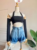  Áo Thun Croptop Vạt Chéo 