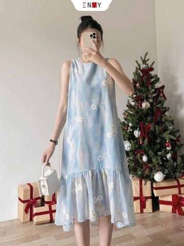  Đầm Voan In Bông 