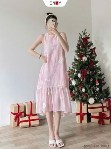  Đầm Voan In Bông 