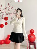  Chân Váy Dạ Xếp Li Kèm Nơ 