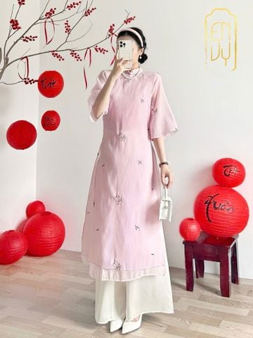  Áo Dài Cách Tân Thêu Hoa 