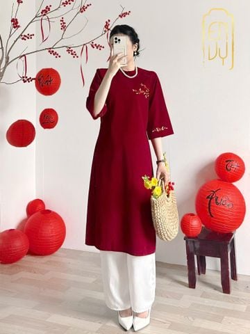  Áo Dài Cách Tân Thêu Họa Tiết 