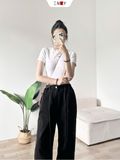  Jean Ống Rộng Đen Thêu Chữ 