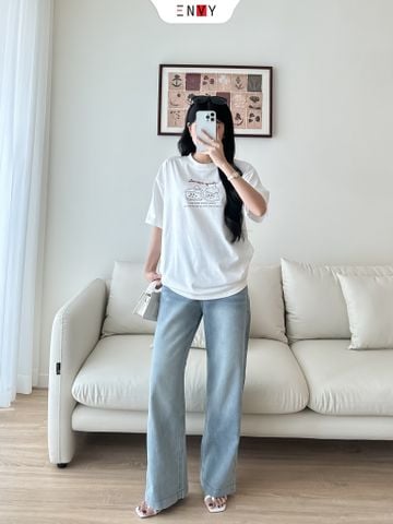  Jean Suông Túi Kiểu Nút Gỗ 