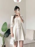  Đầm Cổ Vuông Tay Lỡ 