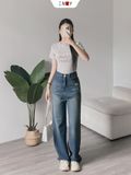  Jeans Ống Suông Túi Rách 