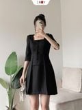  Đầm Cổ Vuông Tay Lỡ 