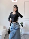  Croptop Dài Tay Cổ Yếm 