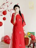  Áo Dài Cách Tân Thêu Hoa 