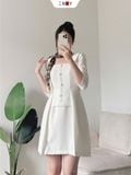  Đầm Cổ Vuông Tay Lỡ 