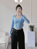  Croptop Dài Tay Cổ Yếm 