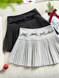  Chân Váy Dạ Xếp Li Kèm Nơ 