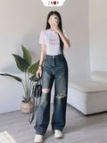  Jeans Suông Rách Gối 