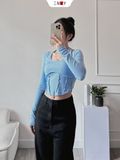  Croptop Dài Tay Cổ Yếm 