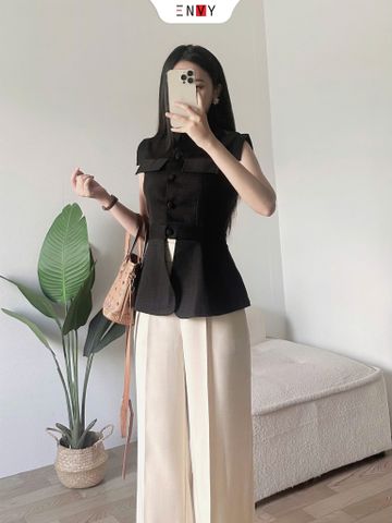  Áo Cổ Trụ Sát Nách Xẻ Vạt Bầu 