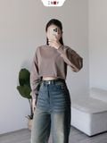  Áo Thun Croptop Tay Dài 