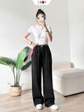  Jean Ống Rộng Đen Thêu Chữ 