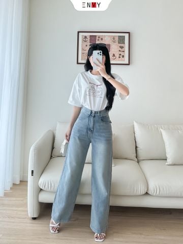  Jean Suông Túi Kiểu Nút Gỗ 