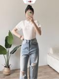  Jeans Suông Rách Gối 