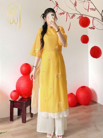  Áo Dài Cách Tân Thêu Hoa 