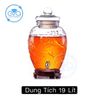 Bình Ngâm Thủy Tinh 19 Lít Có Van Dáng Chum Hoạ Tiết Hoa Sen Và Cá Chép SC19LV