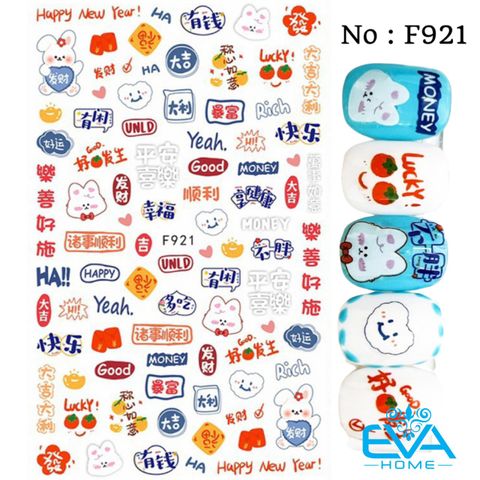  Sticker Hình Dán Móng Nail Ngày Tết 2023 Họa Tiết Chữ Trung Phát Tài May Mắn Đại Cát Happy New Year F921 