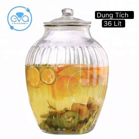  Bình Ngâm Thủy Tinh 36 Lít Dáng Chum Hoạ Tiết Trái Bí 217 36L 