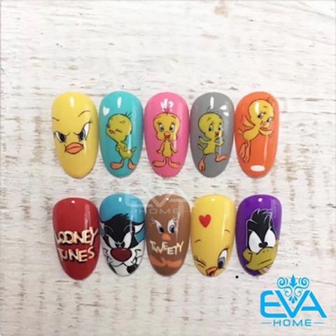  Miếng Dán Móng Tay 3D Nail Sticker Tráng Trí Hoạ Tiết Hoạt Hình Looney Tunes HY294 