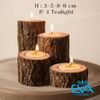 Set 4 Đế Nến Gỗ Wooden Candle Holder 3cm - 5cm - 8m - 11cm Tealight Trang Trí Decor Vintage