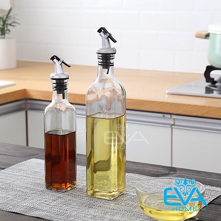 Combo 2 Chai Thuỷ Tinh Vuông Rót Gia Vị Rót Dầu OiL Can 250 ml Và 500 Ml