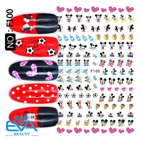  Miếng Dán Móng Tay 3D Nail Sticker Hoạ Tiết Hoạt Hình Chuột Mickey F100 