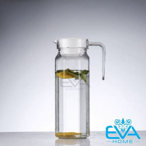  Bình Thuỷ Tinh Đựng Nước 1.1L Quai Cầm Miệng Rót Lục Giác EH1003 Glass Pitcher Hexagon Jar 1100 ML 